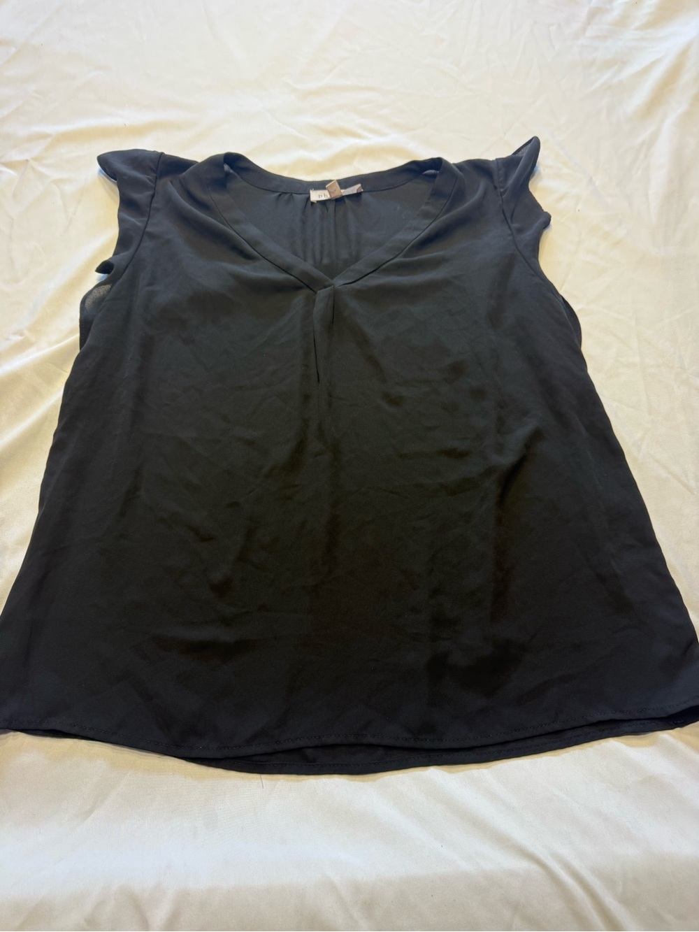 Philosophy Black V-Neck Flutter Sleeve Blouse
